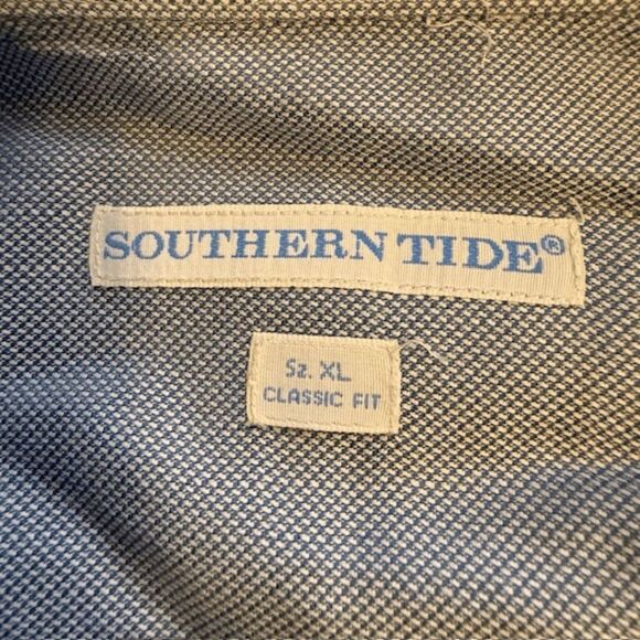 Southern Tide Men's Classic Fit Button-Down Shirt Gray Size XL - Picture 4 of 6